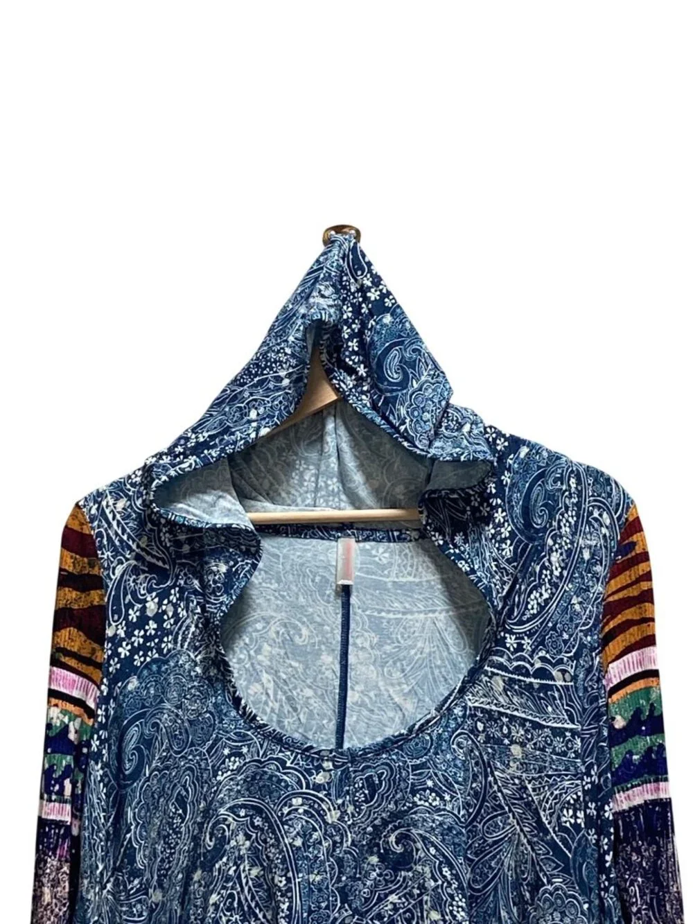 Free People FP Movement Soul Searcher Printed Hoodie Blue Size S Boho Hippie